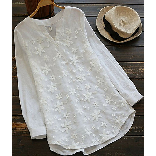 

Women's Blouse Shirt Solid Colored Long Sleeve Round Neck Tops Loose Basic Top White Blue Blushing Pink
