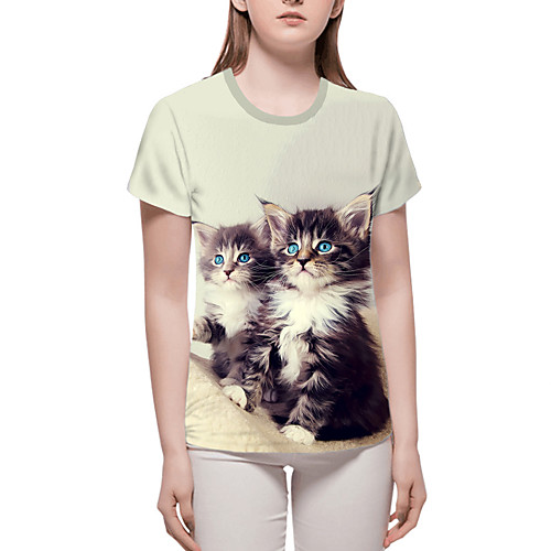 

Women's T-shirt Plus Size Graphic 3D Print Tops - Print Round Neck Loose Basic Daily Spring Summer White Black Red Rainbow Gray S M L XL 2XL 3XL 4XL 5XL 6XL / Going out