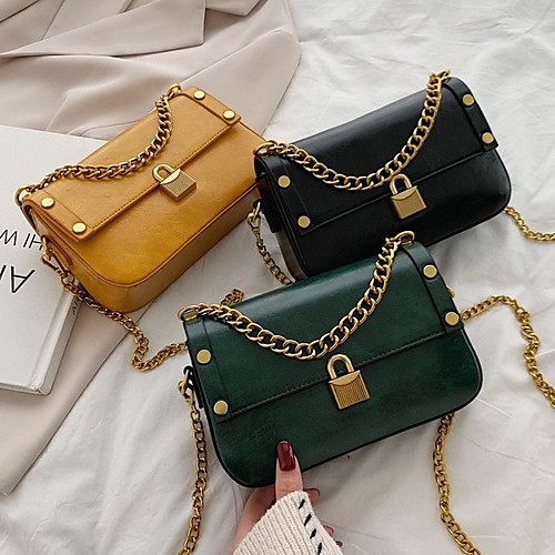 

Women's PU Crossbody Bag Solid Color Black / Yellow / Green