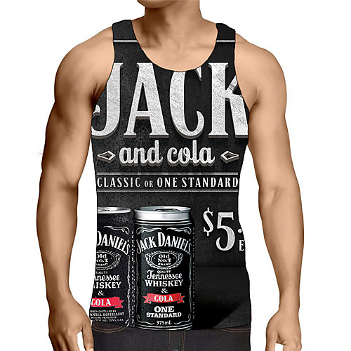 

Men's Graphic Letter Print Tank Top Street chic Exaggerated Daily Going out Rainbow