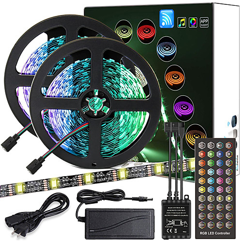 

High-Quality Black PCB 10M(2x5M) Music Timing Synchronous Control Flexible Light Bar 5050 RGB IR 40 Key Controller with12V 4A Adapter Kit