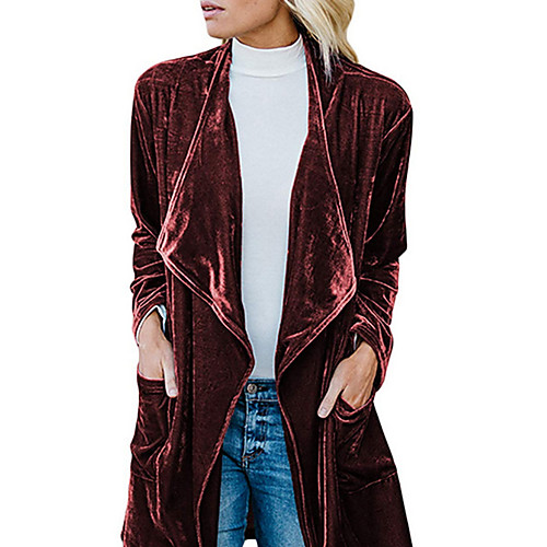 

Women's Trench Coat Daily Going out Regular Solid Colored Wine / Black / Yellow S / M / L