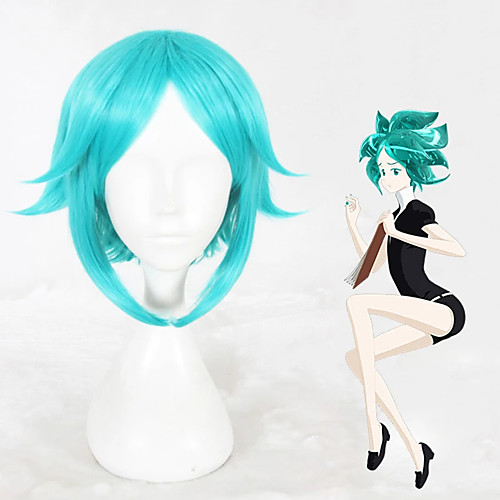 

Cosplay Wig Phosphophyllite Land of the Lustrous Straight Cosplay Layered Haircut With Bangs Wig Short Blue Synthetic Hair 14 inch Women's Anime Cosplay Cool Blue