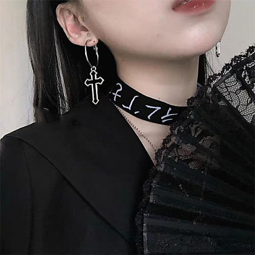 

Women's Drop Earrings Geometrical Cross Punk European Trendy Rock Modern Earrings Jewelry Black For Halloween Sport Street Festival