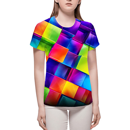 

Women's T-shirt Plus Size Graphic 3D Print Tops - Print Round Neck Loose Basic Daily Spring Summer Rainbow S M L XL 2XL 3XL 4XL 5XL 6XL / Going out