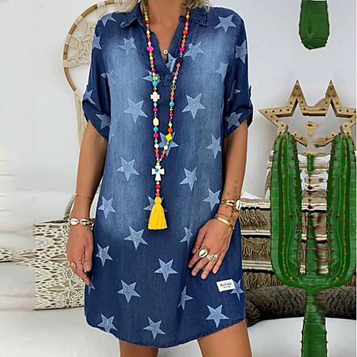 

Women's Shift Dress Short Mini Dress - Half Sleeve Print Summer Casual 2020 Blue S M L XL XXL XXXL XXXXL XXXXXL