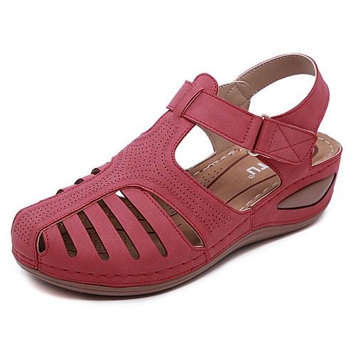 

Women's Sandals Summer Wedge Heel Open Toe Daily PU Black / Red / Burgundy