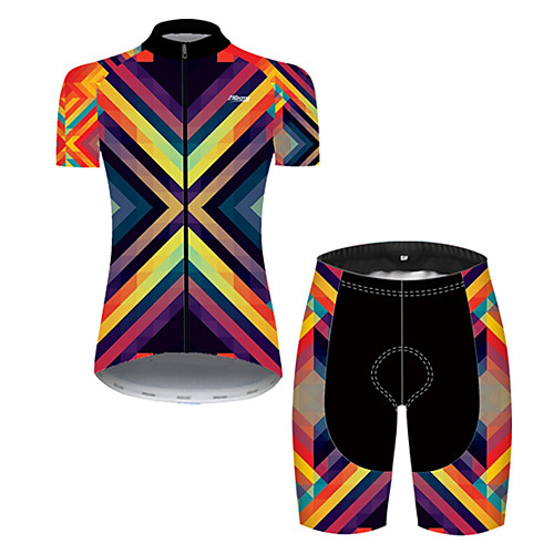 

21Grams Women's Short Sleeve Cycling Jersey with Shorts BlueYellow Bike Breathable Sports Patterned Mountain Bike MTB Road Bike Cycling Clothing Apparel / Stretchy