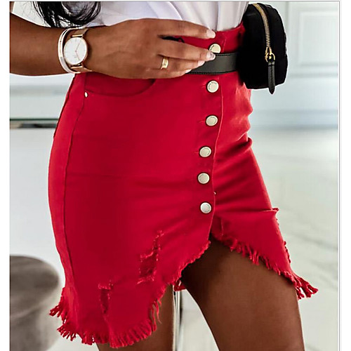 

Women's Bodycon Skirts - Solid Colored White Black Red S M L