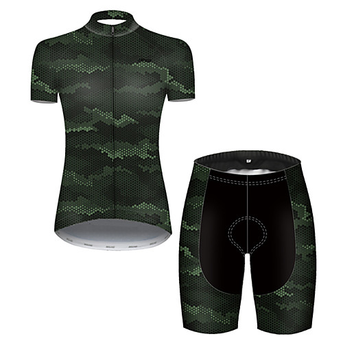 

21Grams Women's Short Sleeve Cycling Jersey with Shorts Nylon Polyester Camouflage Polka Dot Camo / Camouflage Bike Clothing Suit Breathable 3D Pad Quick Dry Ultraviolet Resistant Reflective Strips