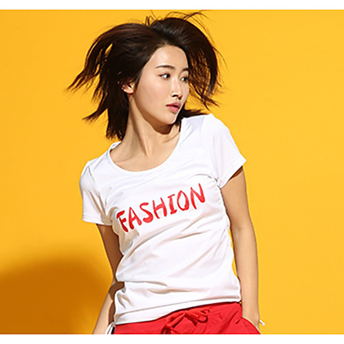 

Women's Yoga Top Letter White Black Red Green Yoga Running Fitness Top Short Sleeve Sport Activewear Breathable Quick Dry Moisture Wicking Comfortable Stretchy Loose