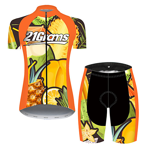 

21Grams Women's Short Sleeve Cycling Jersey with Shorts Nylon Orange Pineapple Lemon Fruit Bike Breathable Quick Dry Sports Pineapple Mountain Bike MTB Road Bike Cycling Clothing Apparel / Stretchy