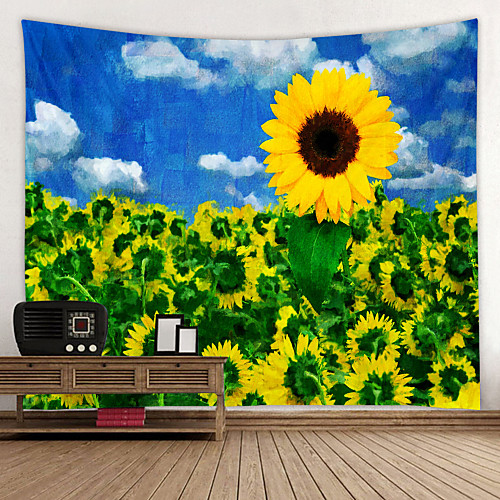 

Sunflower oil Painting Digital Printed Tapestry Decor Wall Art Tablecloths Bedspread Picnic Blanket Beach Throw Tapestries Colorful Bedroom Hall Dorm Living Room Hanging