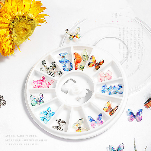 

24 pcs Butterfly Nail Glitter Water Resistant / Multi Function / Creative Acrylic Decals For Finger Nail Butterfly nail art Manicure Pedicure Party / Evening / Daily / Festival Simple / Sweet