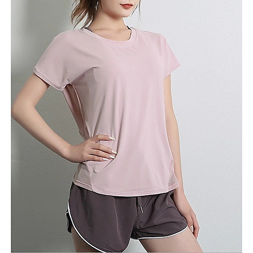 

Women's Tops Solid Colored T-shirt Round Neck Daily Black Blushing Pink Green Light Blue S M L XL