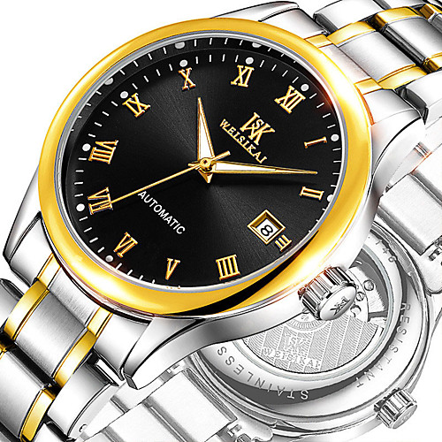 

WEISIKAI Unisex Mechanical Watch Classic Fashion Stainless Steel Automatic self-winding Black / Silver BlackGloden GoldenSilver Water Resistant / Waterproof Calendar / date / day Noctilucent Analog