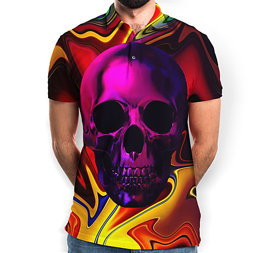 

Men's Graphic Skull Polo Basic Elegant Daily Going out Rainbow