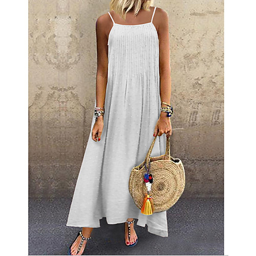 

Women's Sundress Knee Length Dress - Sleeveless Solid Color Summer Casual Mumu 2020 Wine White Navy Blue M L XL XXL XXXL XXXXL XXXXXL