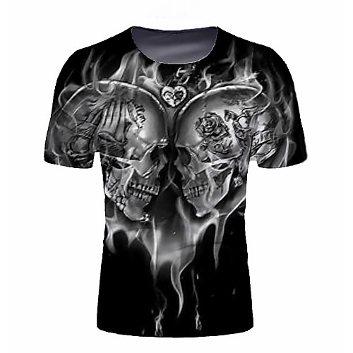 

Men's Graphic Skull T-shirt Basic Elegant Daily Going out Black