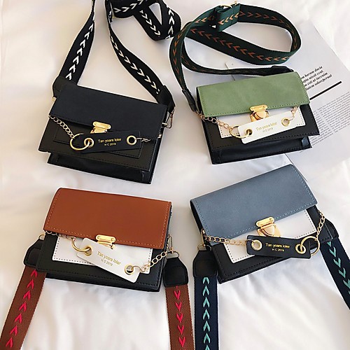 

Women's PU Crossbody Bag Color Block Black / Blue / Green