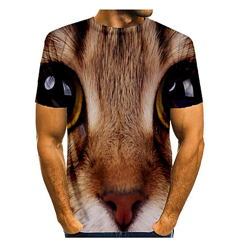 

Men's Graphic Animal Print T-shirt Basic Daily Brown
