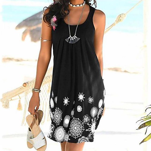 

Women's Shift Dress Knee Length Dress - Sleeveless Print Summer Casual Mumu 2020 White Black Purple Red Green Gray Light Blue S M L XL XXL XXXL XXXXL XXXXXL
