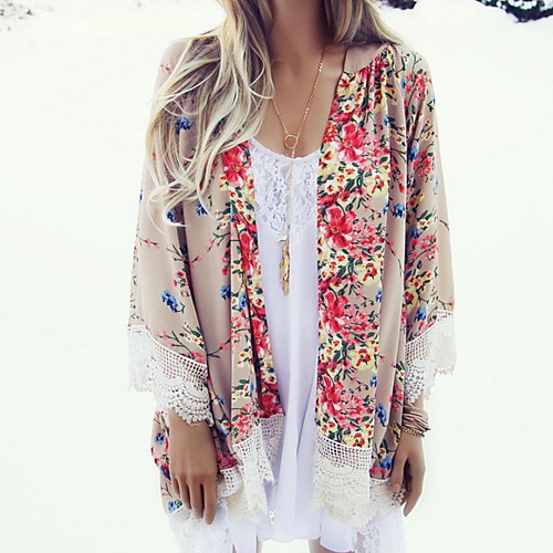 

Women's Floral Blouse Daily Wine / Light Brown / Black / Yellow