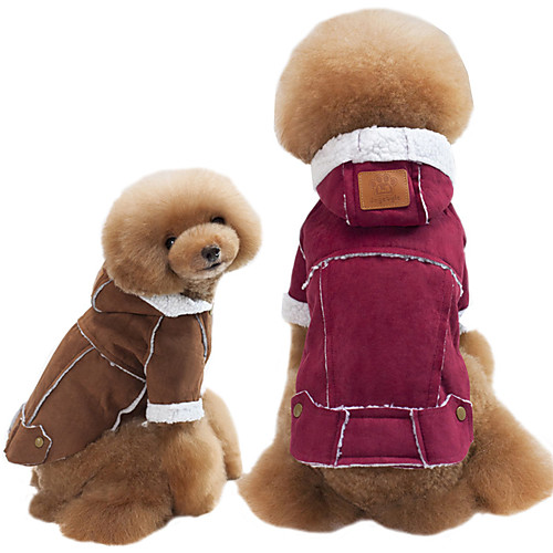 

Dog Coat Winter Dog Clothes Wine Brown Coffee Costume Suede Patchwork Cosplay Warm Ups XS S M L XL XXL