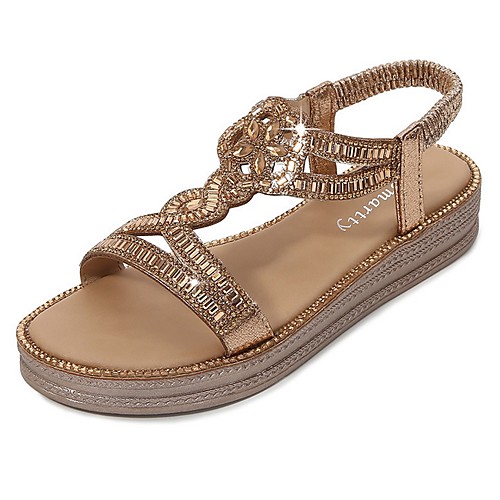 

Women's Sandals Summer Flat Heel Open Toe Daily PU Gold / Silver