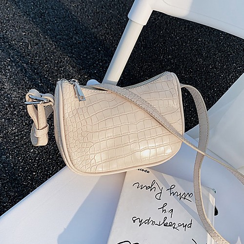 

Women's Zipper PU Crossbody Bag Solid Color White / Black / Purple