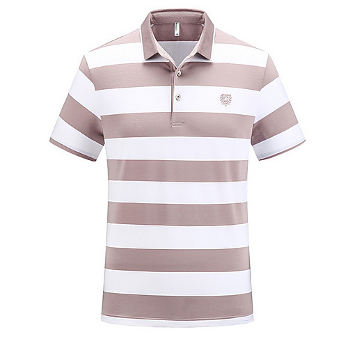 

Men's Striped Print Polo Daily Blue / Blushing Pink / Green