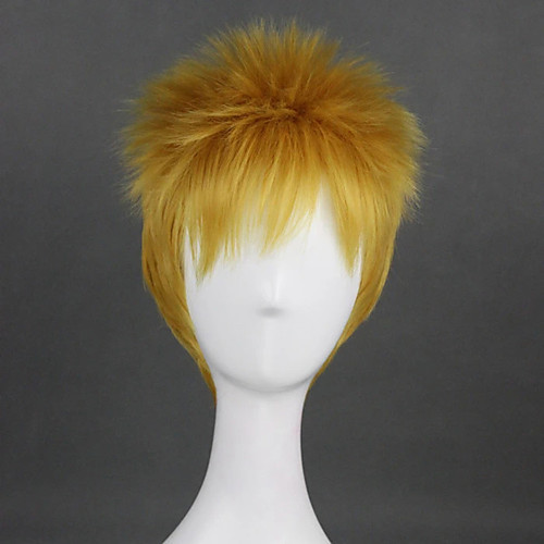 

Cosplay Wig Reiner Braun Shingeki No Kyojin Straight Cosplay With Bangs Wig Short Blonde Synthetic Hair 12 inch Men's Anime Cosplay Cool Blonde