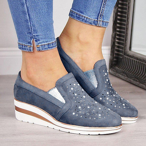 

Women's Loafers & Slip-Ons Wedge Heel Round Toe Suede Summer Pink / Blue / Gray