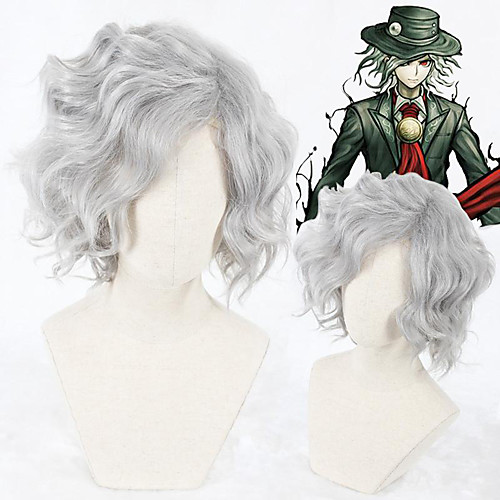 

Cosplay Costume Wig Cosplay Wig Edmond Dantes Gankutsuou Fate / Stay Night Curly Cosplay Asymmetrical Wig Short Grey Synthetic Hair 14 inch Men's Anime Cosplay New Design Gray