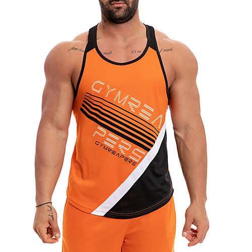 

Men's Letter Tank Top Daily Sports Black / Red / Orange / Light Blue