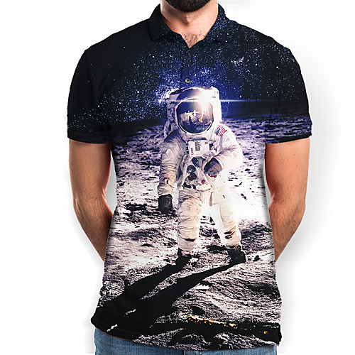 

Men's Galaxy Graphic Polo Basic Elegant Daily Going out Black