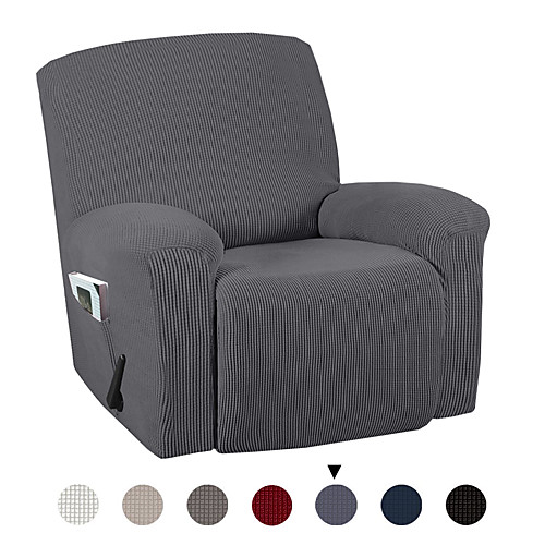 

Stretch Recliner Chair Cover Recliner Cover for Electric/Manual Style Furniture Cover for Reclining with Side Pocket Soft Checked Jacquard Fabric Form Fitted