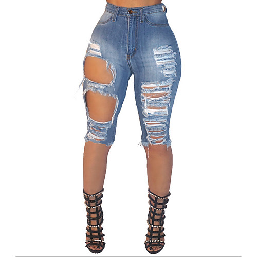 

Women's Basic Shorts Pants - Solid Colored Light Blue S / M / L