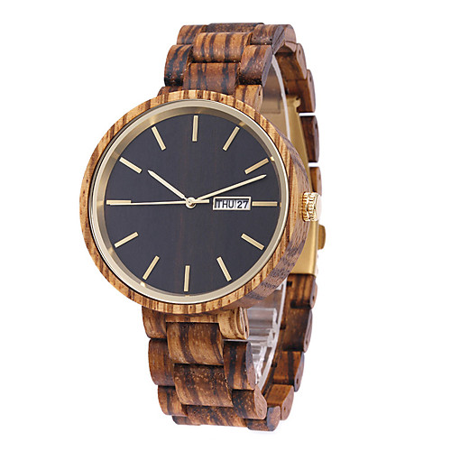 

Men's Sport Watch Quartz Modern Style Wood Calendar / date / day Noctilucent Analog Fashion Cool - Black Brown