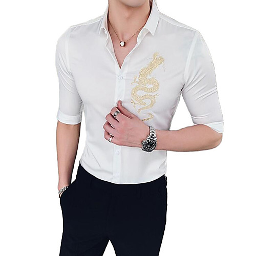 

Men's Solid Colored Print Shirt Sexy Street chic Daily Going out White
