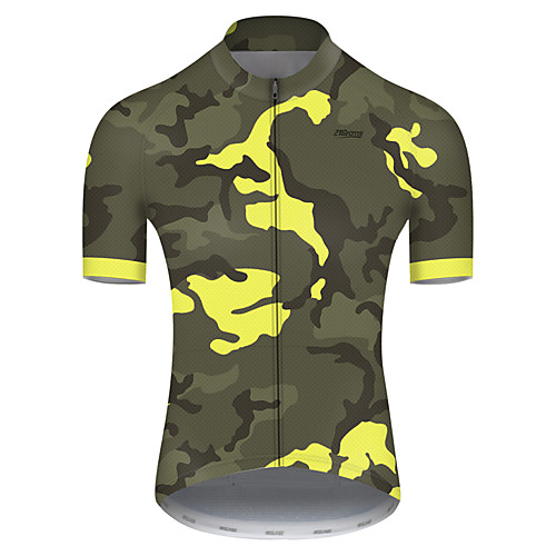 

21Grams Men's Short Sleeve Cycling Jersey Nylon Polyester Army Green Patchwork Camo / Camouflage Bike Jersey Top Mountain Bike MTB Road Bike Cycling Breathable Quick Dry Ultraviolet Resistant Sports