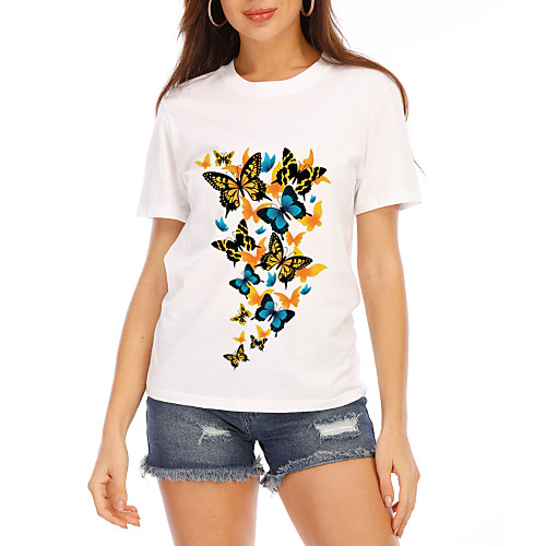 

Women's T-shirt Graphic Tops - Print Round Neck Basic Daily Summer White S M L XL 2XL 3XL 4XL