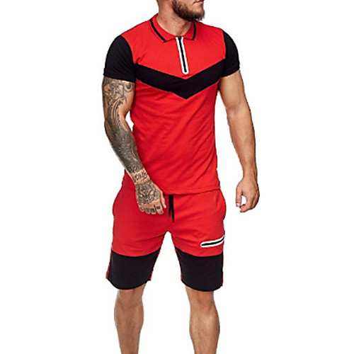 

Men's Color Block Set Basic Daily White / Red / Yellow
