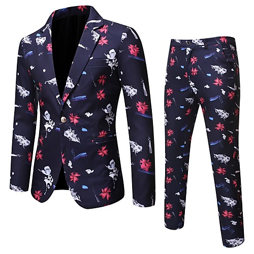 

Tuxedos Standard Fit Notch Single Breasted One-button Chiffon / Polyester Embossed / Flower / Floral