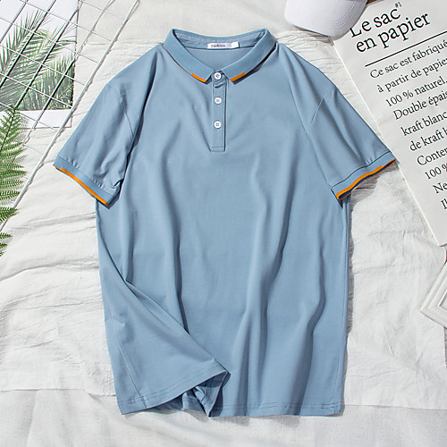 

Men's Solid Colored Letter Polo Basic Daily White / Black / Blue