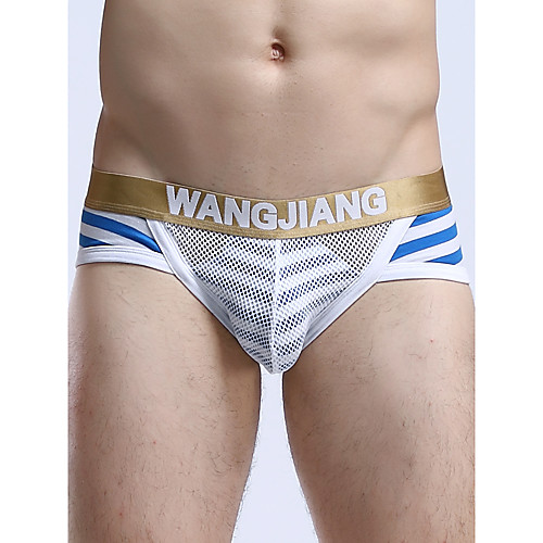 

Men's Print Briefs Underwear - Normal Low Waist Blue Yellow Royal Blue S M L