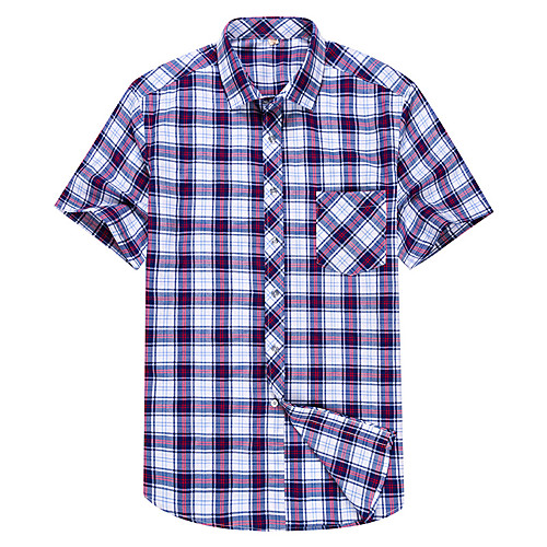 

Men's Plaid Shirt Business Basic Daily Work Blue / Purple / Red / Yellow / Orange / Royal Blue / Navy Blue / Light Blue