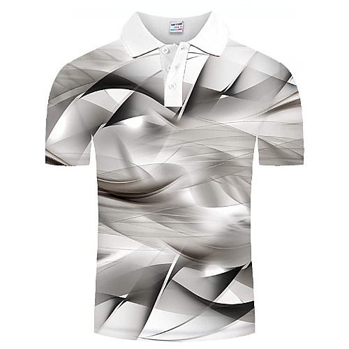 

Men's Graphic 3D Print Print Polo Daily Gray