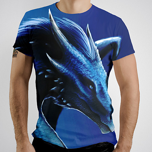 

Men's Graphic Animal Fantastic Beasts Print T-shirt Basic Daily Blue