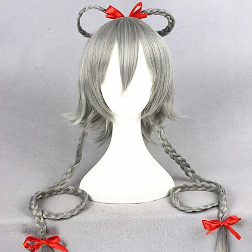 

Cosplay Wig Luotianyi Vocaloid Straight Cosplay Asymmetrical With Bangs Wig Very Long Grey Synthetic Hair 40 inch Women's Anime Cosplay Plait Hair Gray